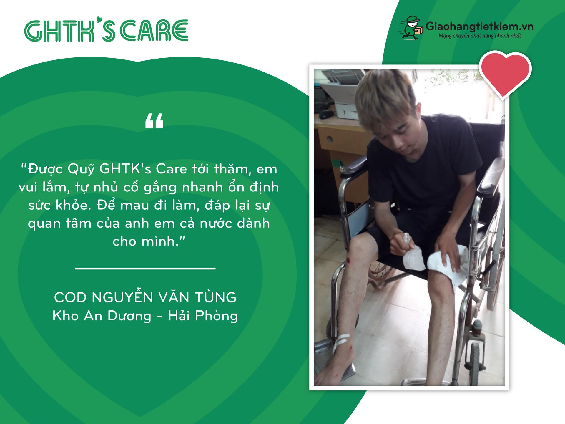 Được Quỹ GHTK’s Care tới thăm, COD Nguyễn Văn Tùng cố gắng không phụ tấm lòng của mọi người