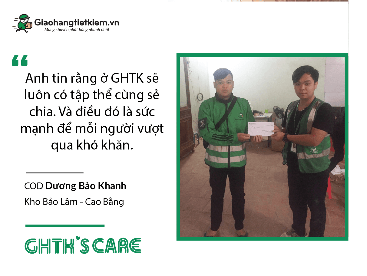 COD Dương Bảo Khanh - Cao Bằng gửi lời cảm ơn đến Quỹ GHTK 's Care vì đã hỗ trợ khi anh gặp tai nạn