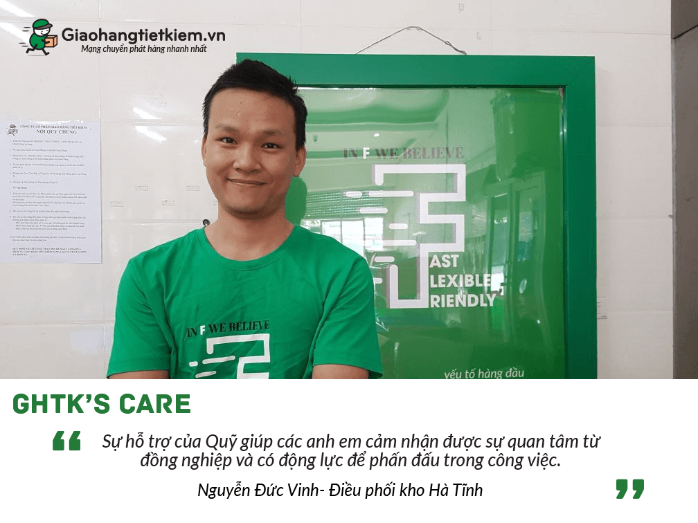 Điều phối Nguyễn Đức Vinh (Kho Hà Tĩnh) cảm nhận về Quỹ GHTK's Care