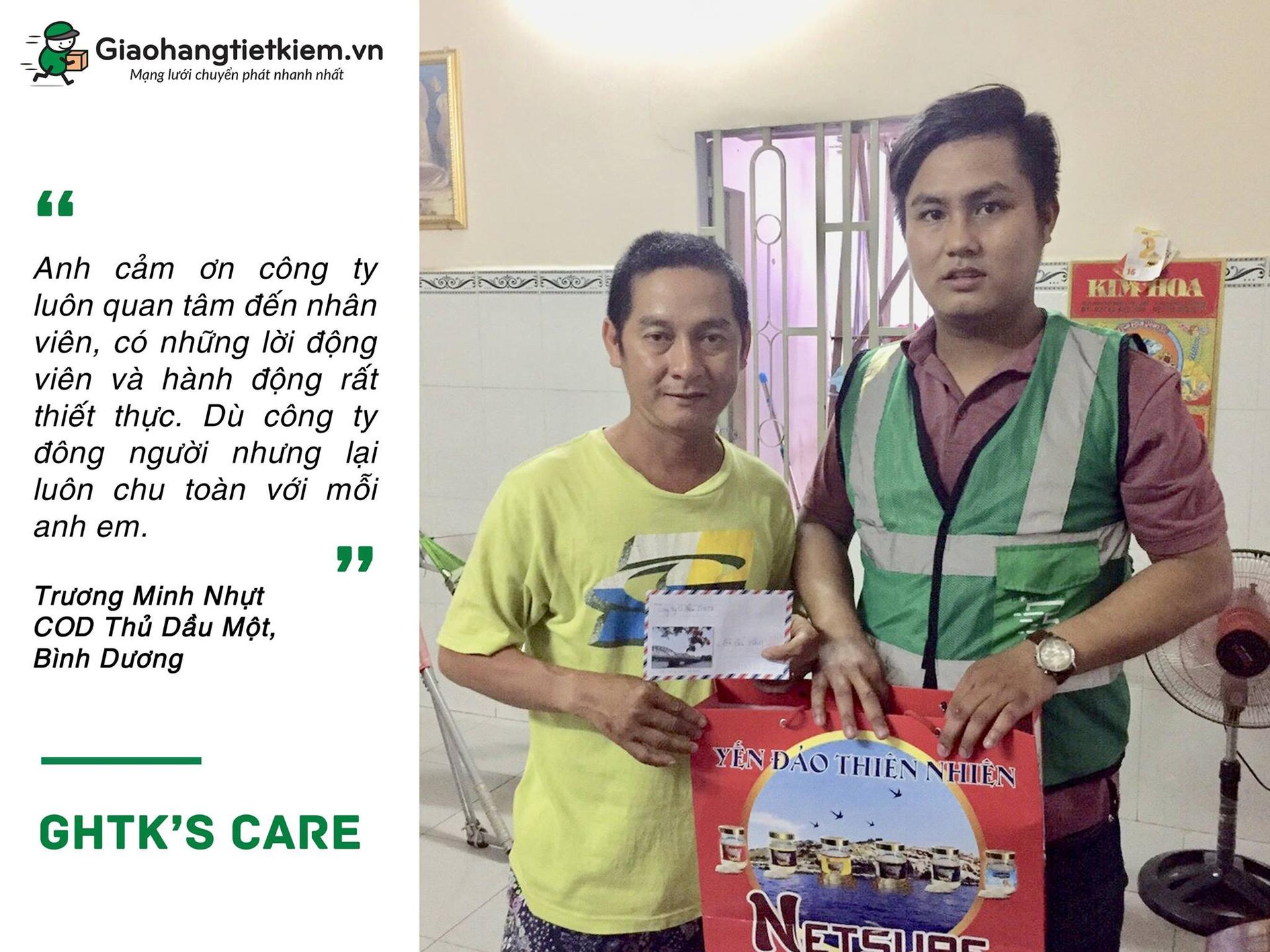 Ban MRMN đại diện Quỹ GHTK's Care hỗ trợ COD Trương Minh Nhựt gặp sự cố trong quá trình giao hàng